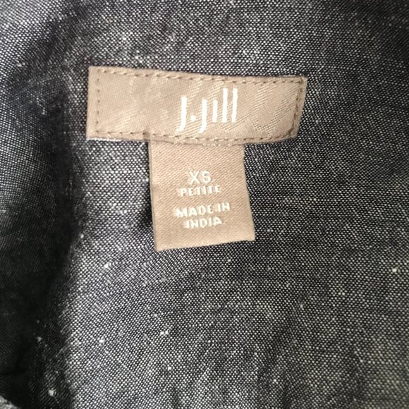 J.Jill Sz XS Linen Blend Navy Pintuck Front Banded Collar Tunic - Picture 5 of 8